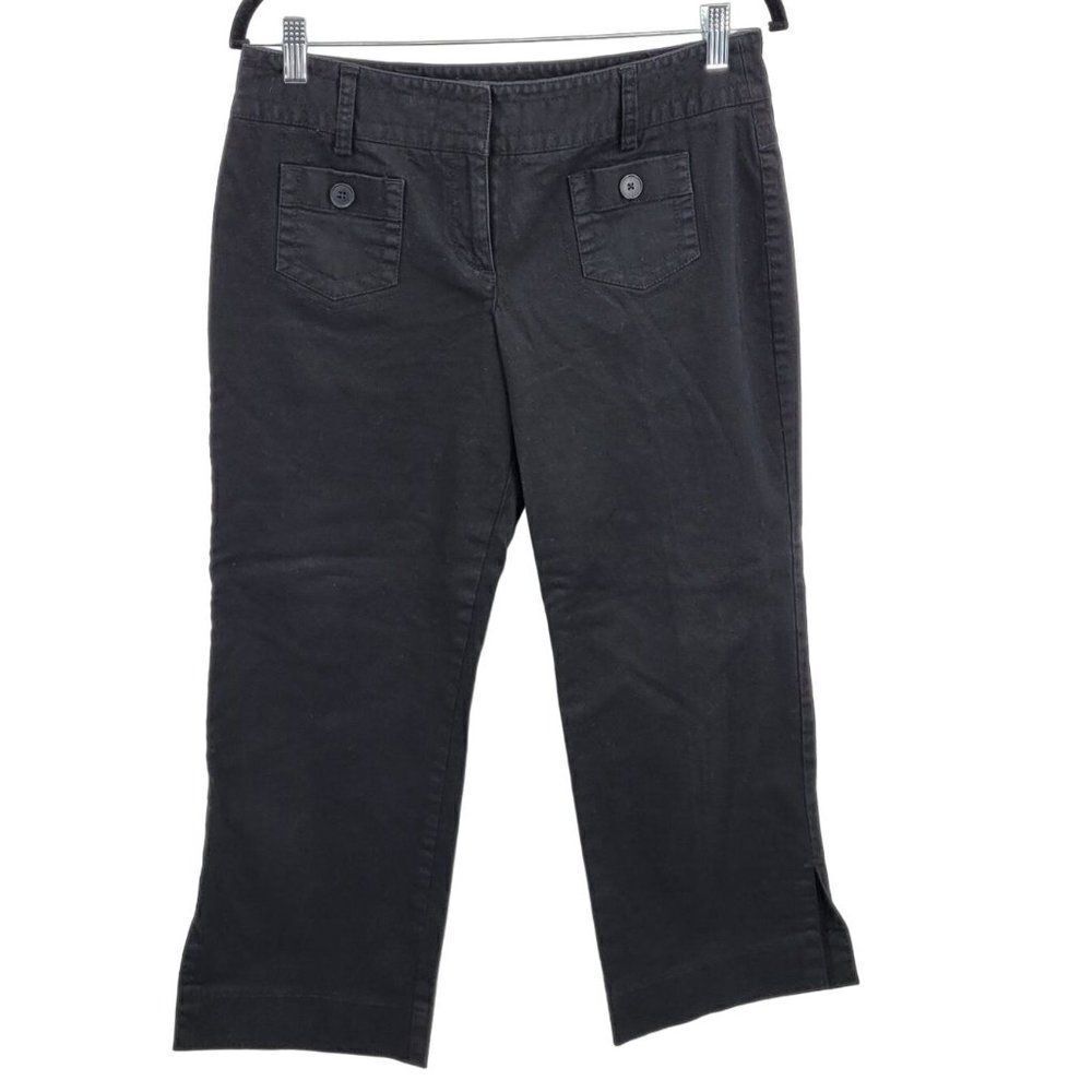 Ann‎ Taylor Loft Marisa Pants 10 Black Cotton Cropped Straight Leg Casual